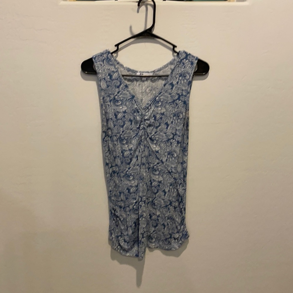 Blue paisley maternity v-neck tank top